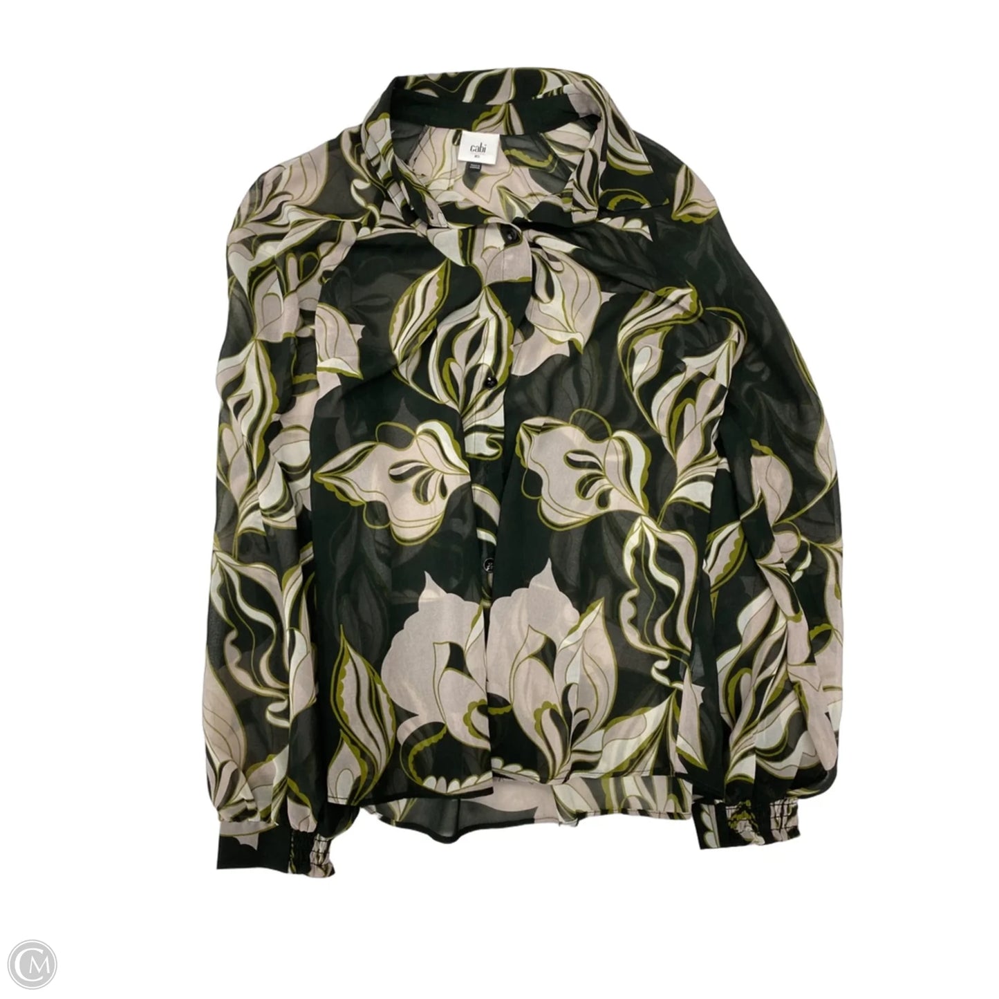 Blouse Long Sleeve By Cabi In Black & Pink, Size: Xs