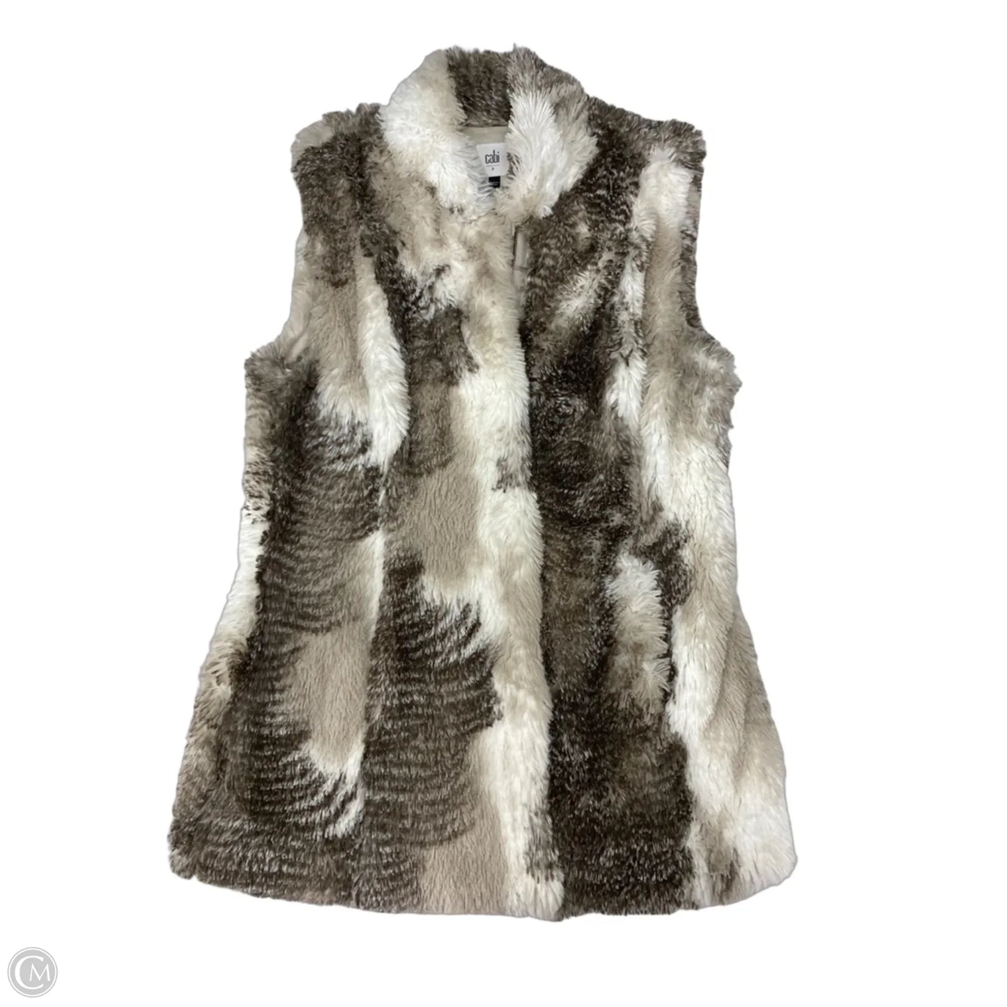 Vest Faux Fur & Sherpa By Cabi In Brown & White, Size: S