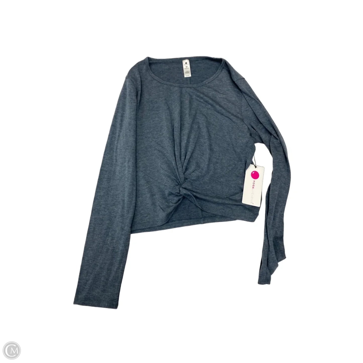 Athletic Top Long Sleeve Collar By Yogalicious In Blue, Size: M