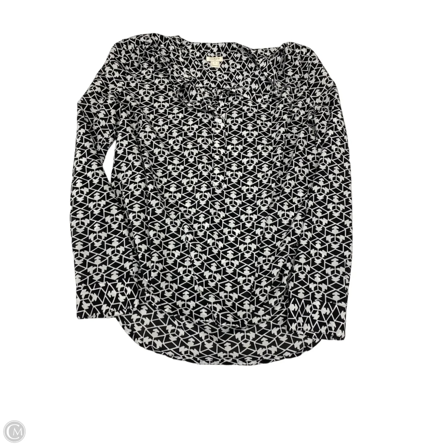Blouse Long Sleeve By J. Crew In Black & White, Size: S