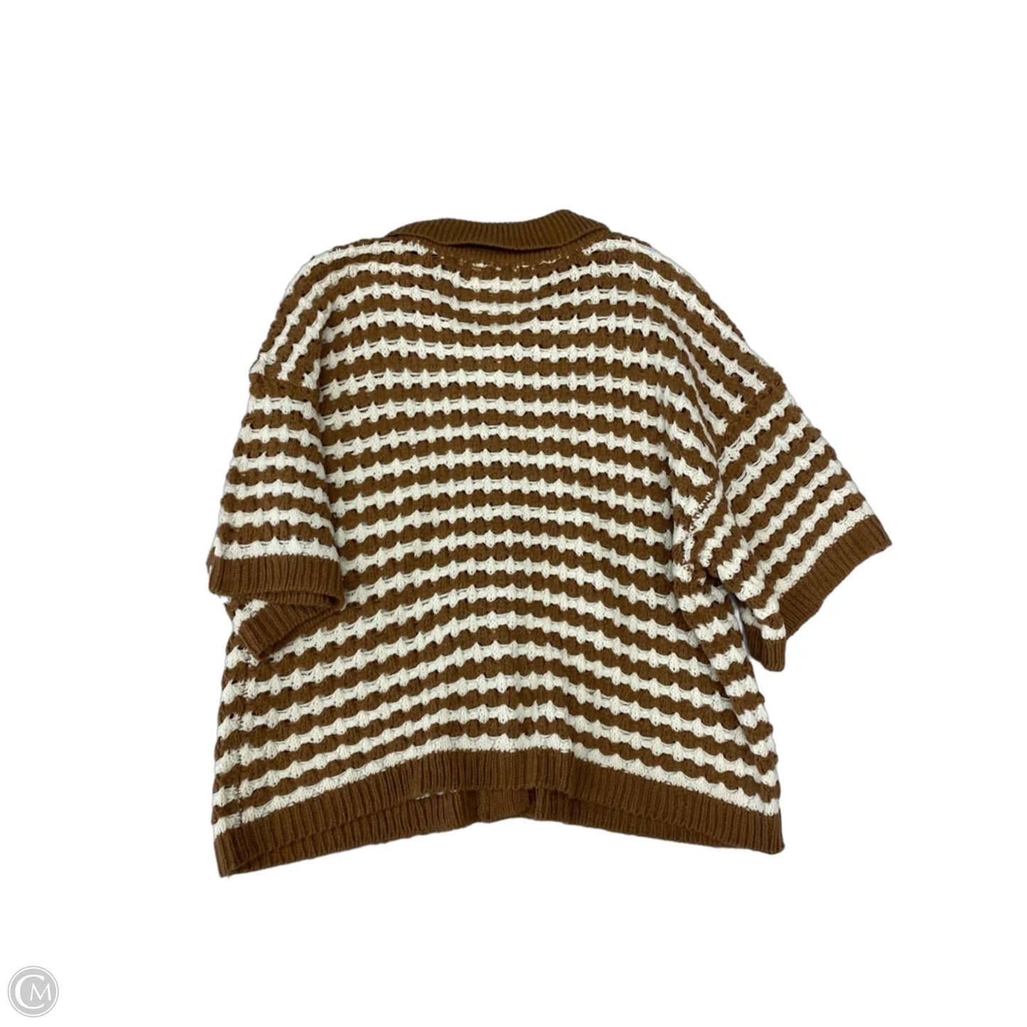 Sweater Short Sleeve By Cmc In Brown & Cream, Size: L