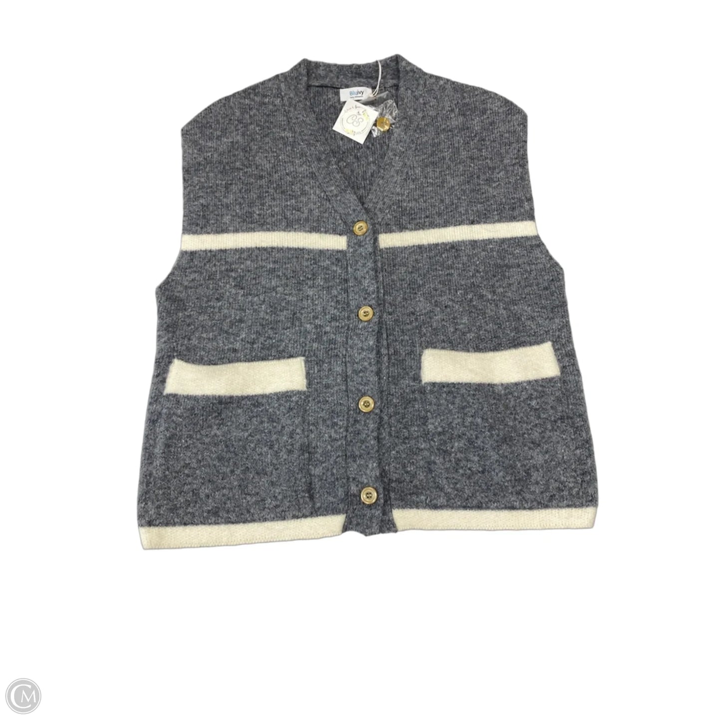 Vest Sweater By Bluivy In Grey & White, Size: S