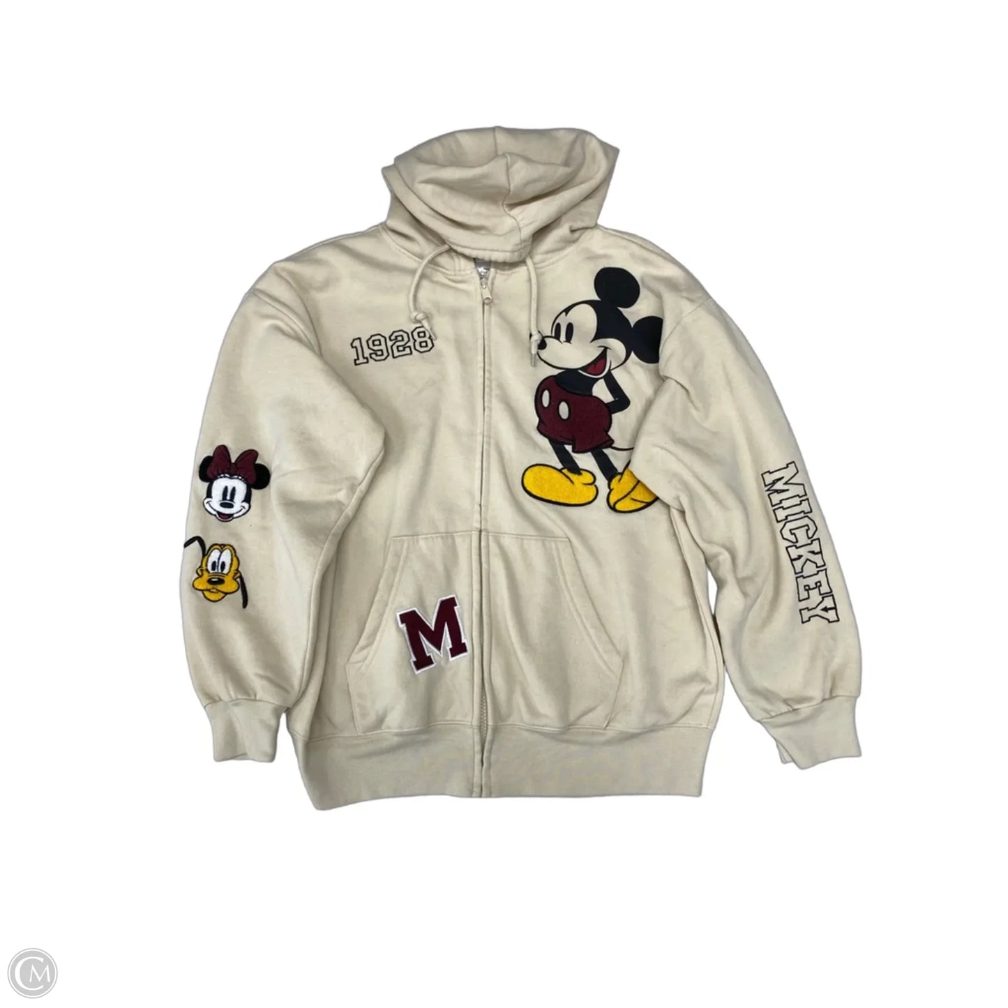 Sweatshirt Hoodie By Disney In Beige, Size: L