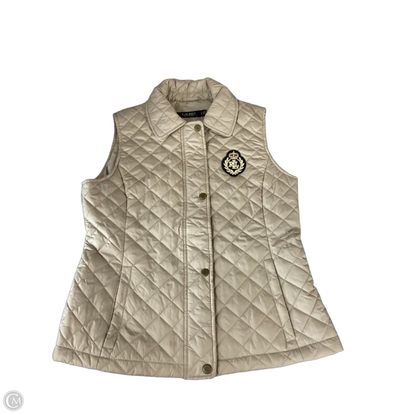 Vest Puffer & Quilted By Lauren By Ralph Lauren In Beige, Size: S
