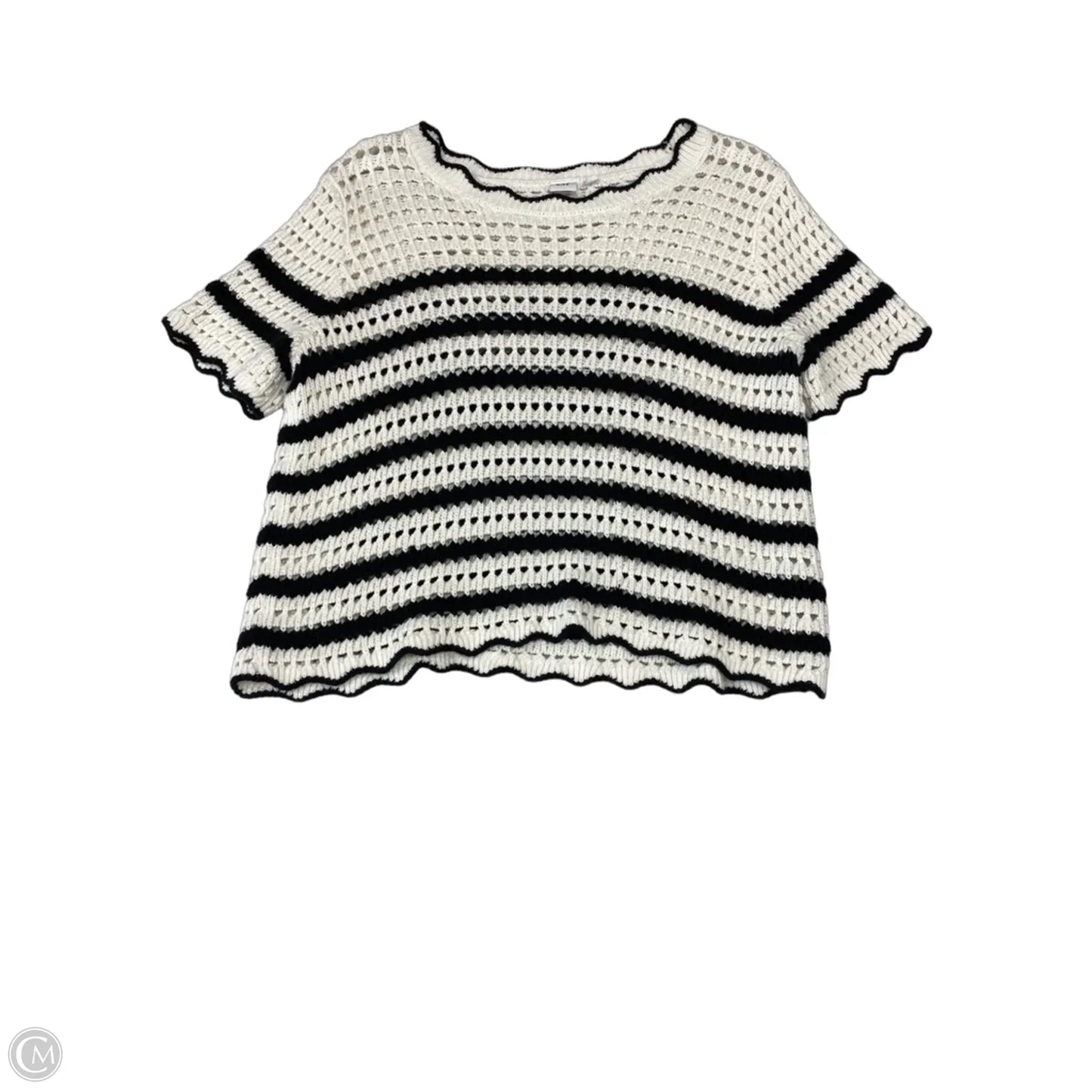 Sweater Short Sleeve By Gap In Black & White, Size: S