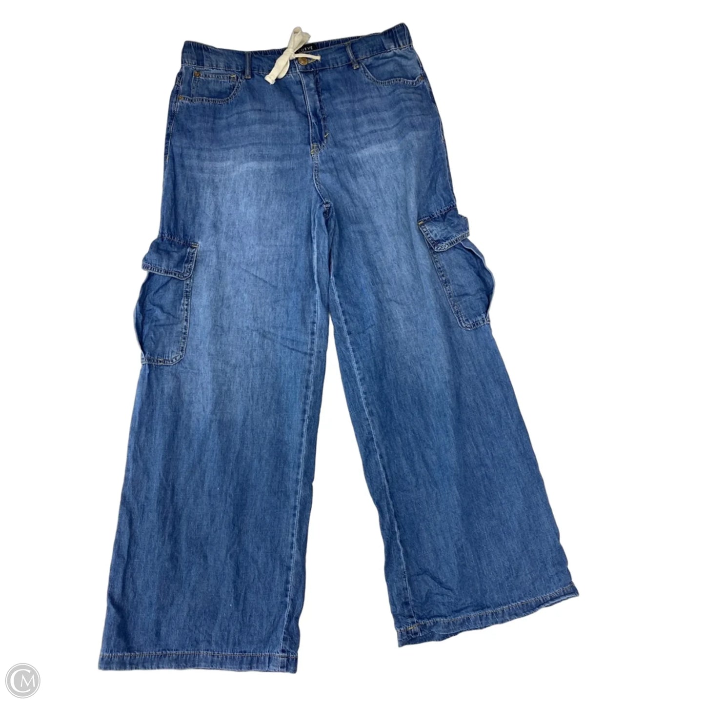 Jeans Wide Leg By Curve Appeal In Blue Denim, Size: 12