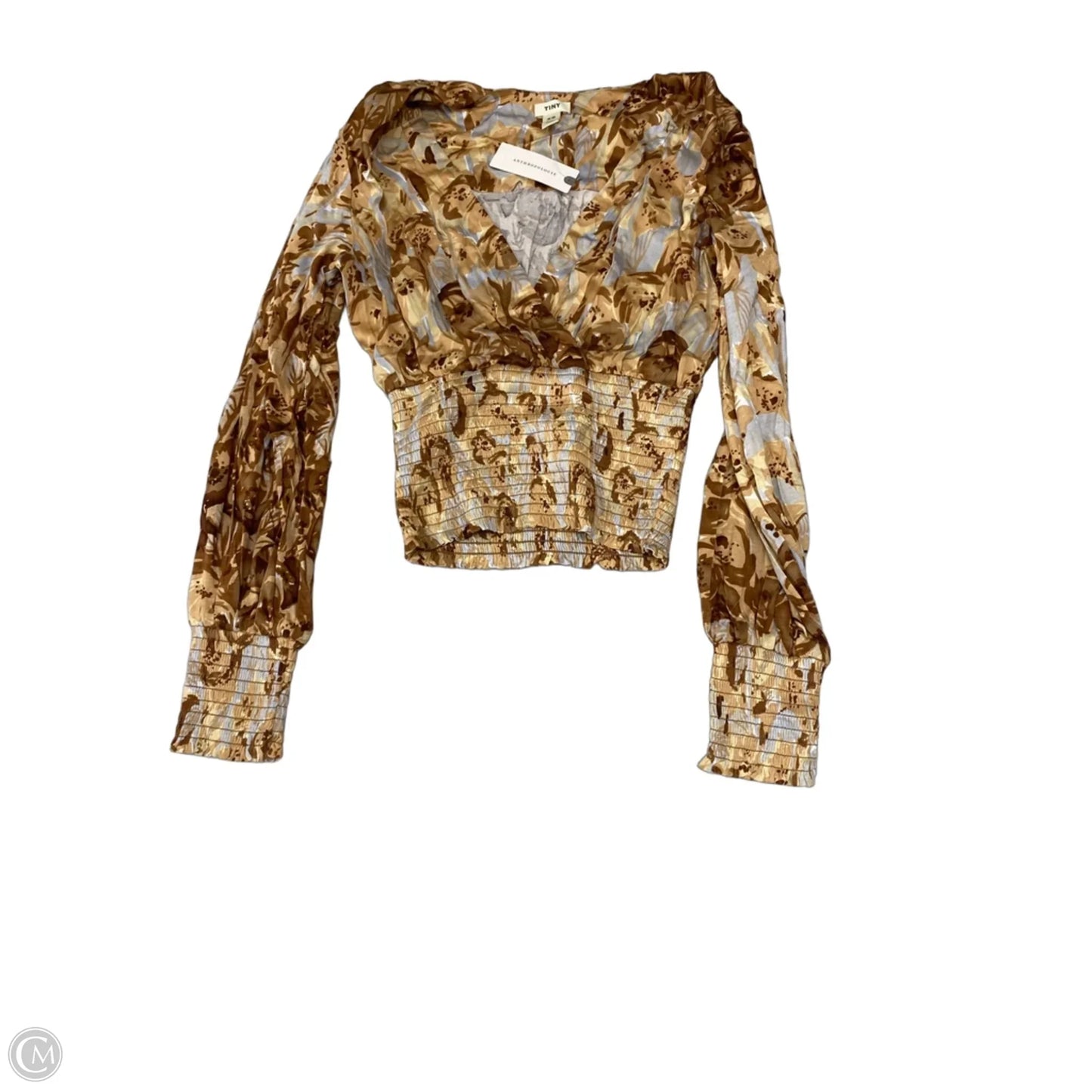 Top Long Sleeve By Tiny In Brown & Cream, Size: Xs