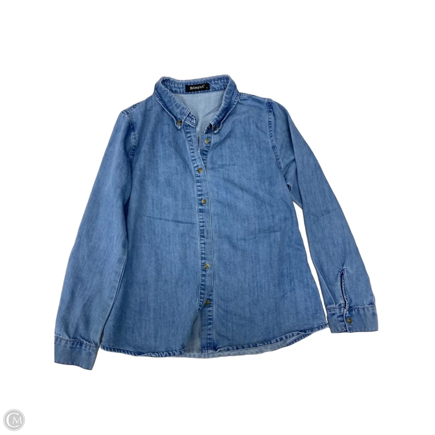 Top Long Sleeve By Allegra K In Blue Denim, Size: S