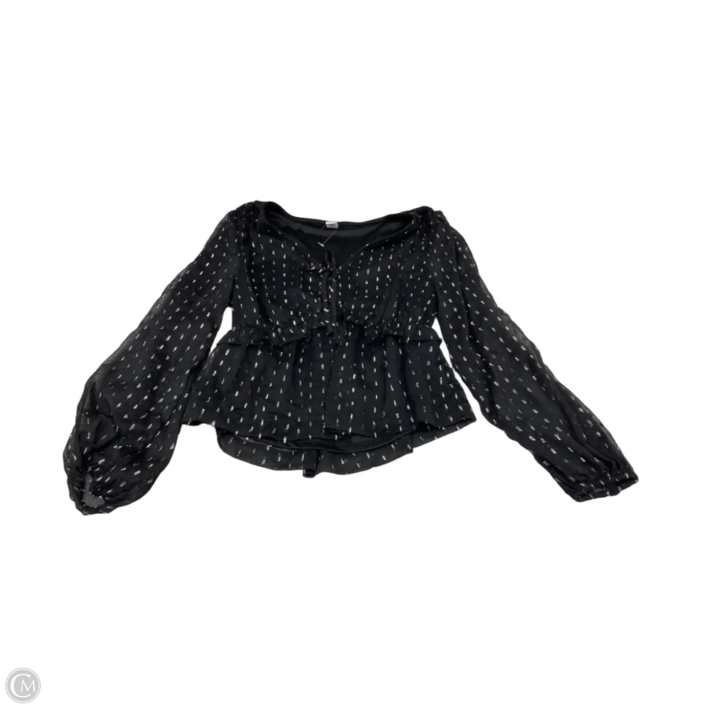 Blouse Long Sleeve By Old Navy In Black & Silver, Size: Xs