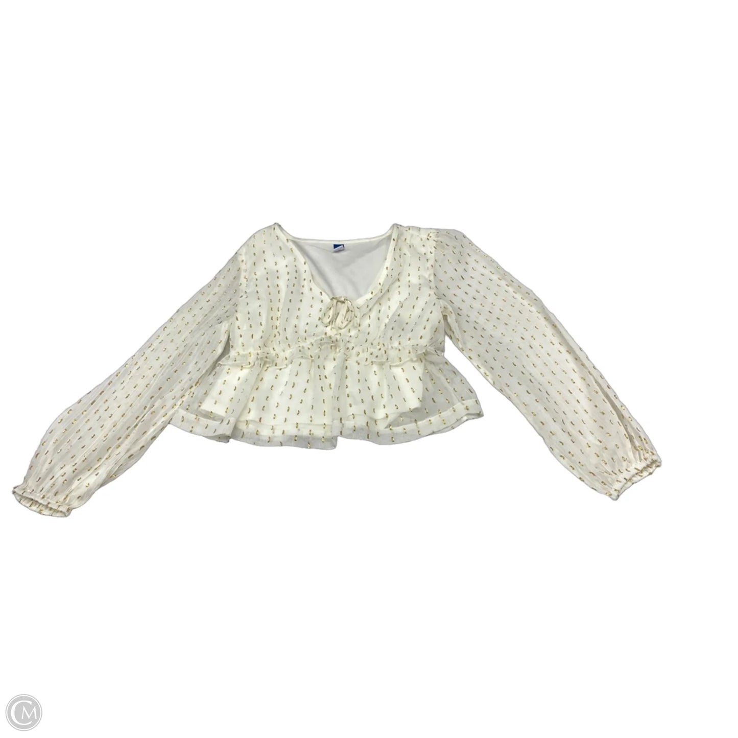 Blouse Long Sleeve By Old Navy In Cream, Size: Xs