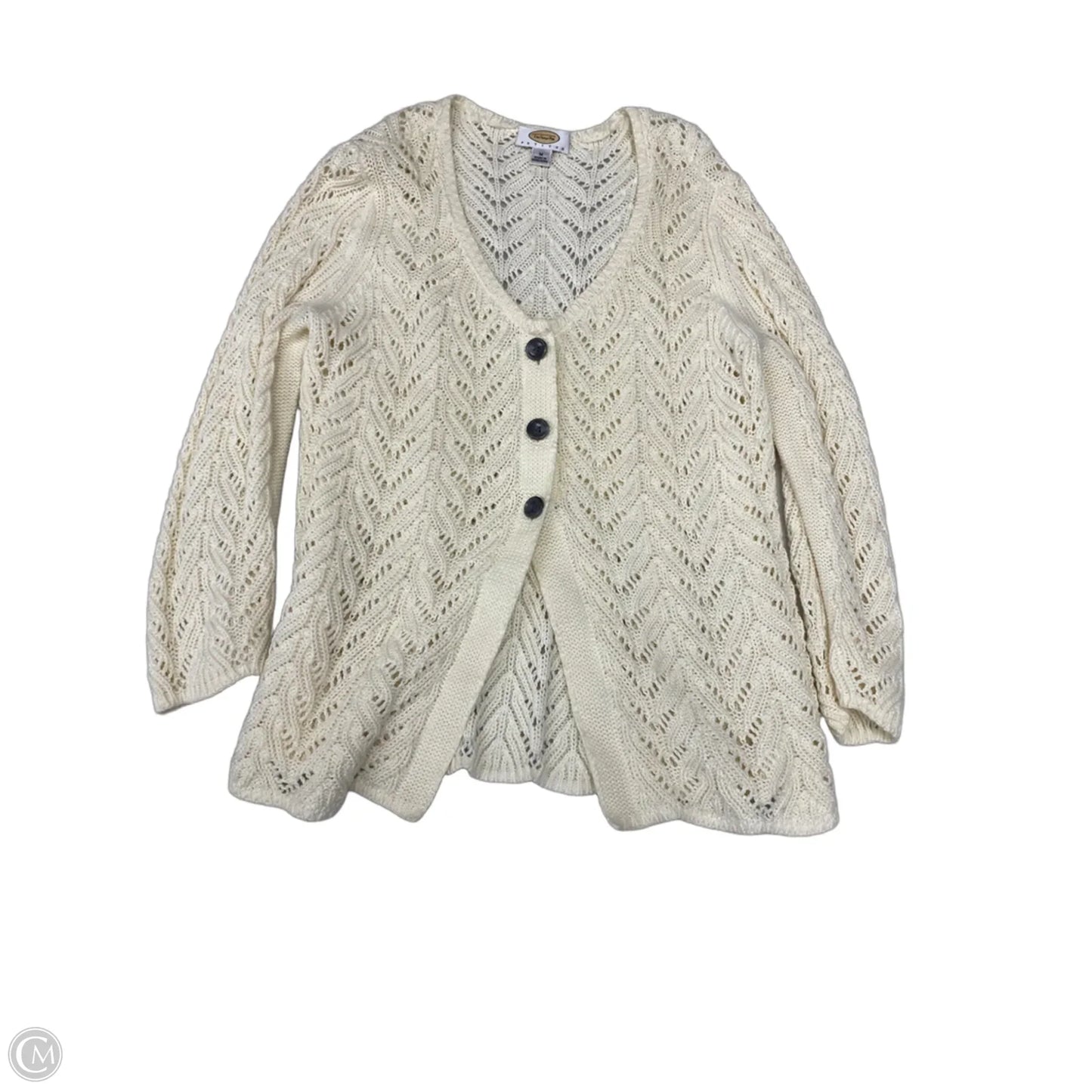 Sweater Cardigan By Talbots In Cream, Size: M