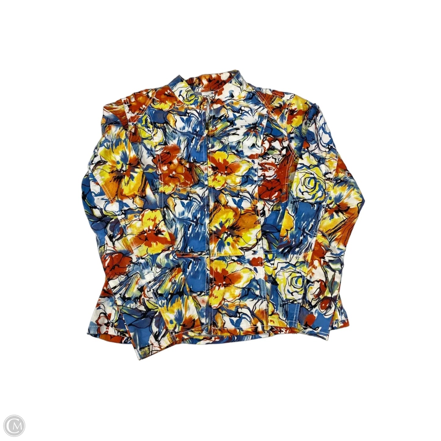 Jacket Shirt By Chicos In Floral Print, Size: M