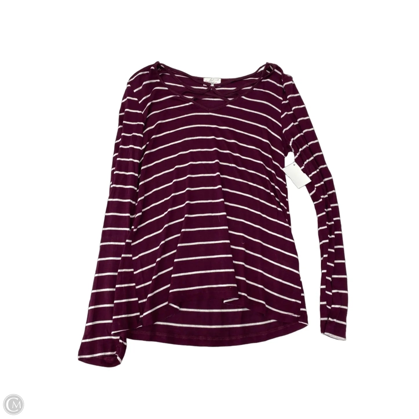 Top Long Sleeve By Glitz In Striped Pattern, Size: M