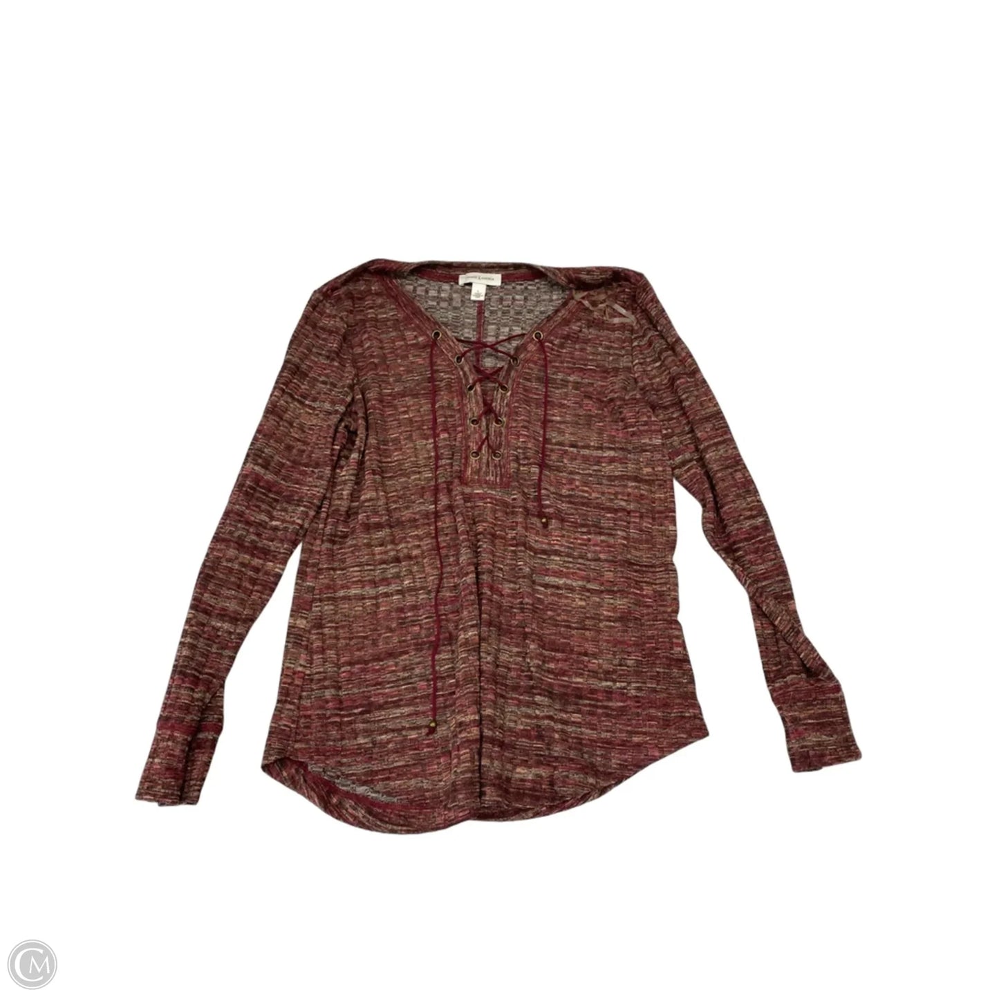 Top Long Sleeve By Vintage America In Maroon, Size: L