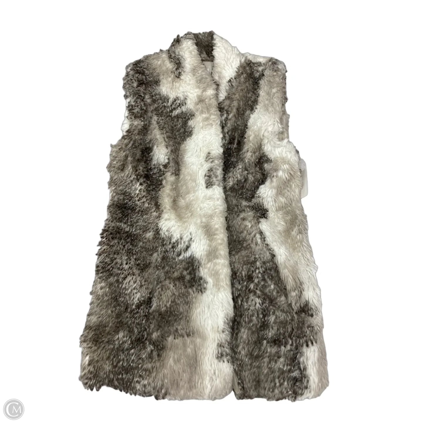 Vest Faux Fur & Sherpa By Cabi In Grey & White, Size: Xs