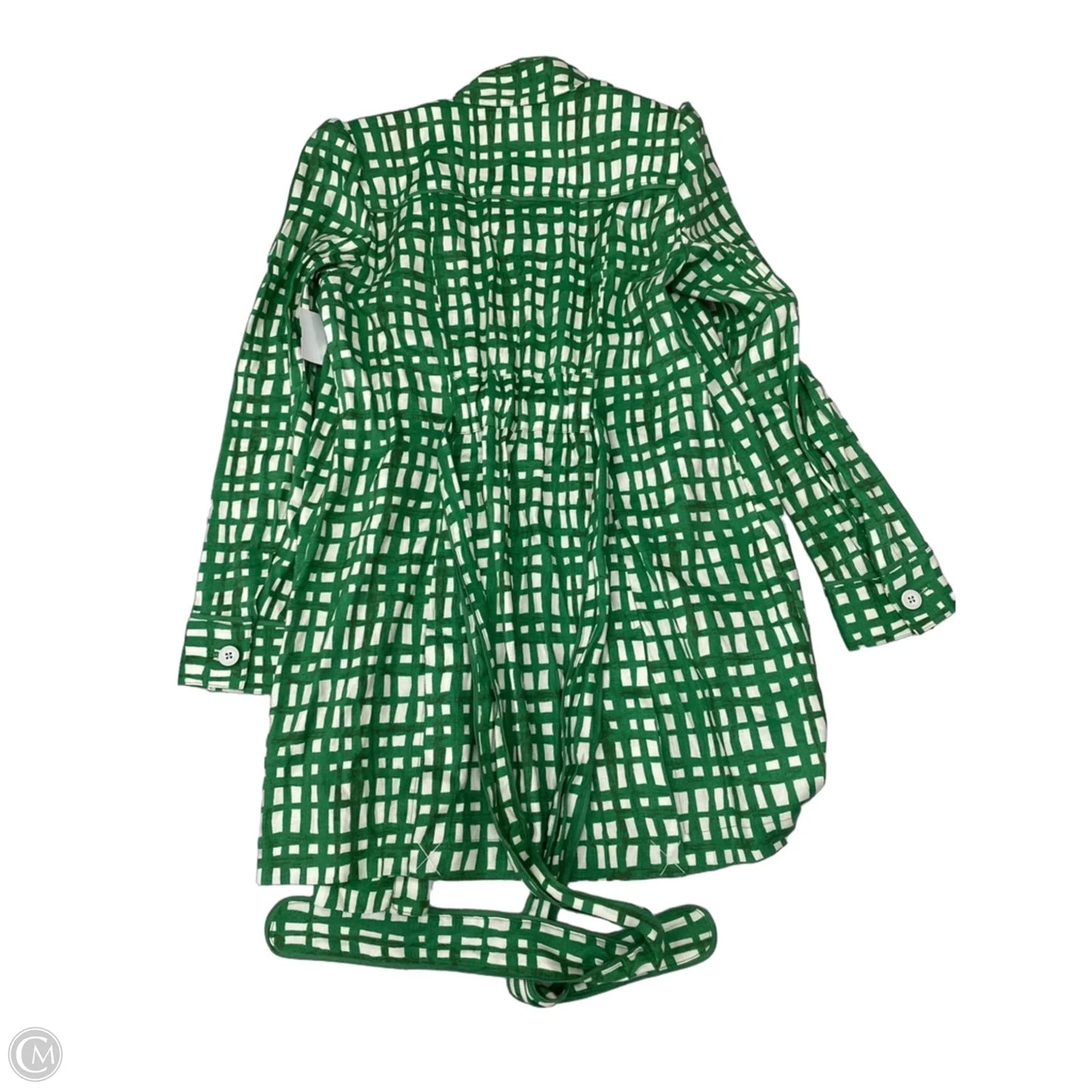 Coat Trench Coat By Cabi In Green & White, Size: S