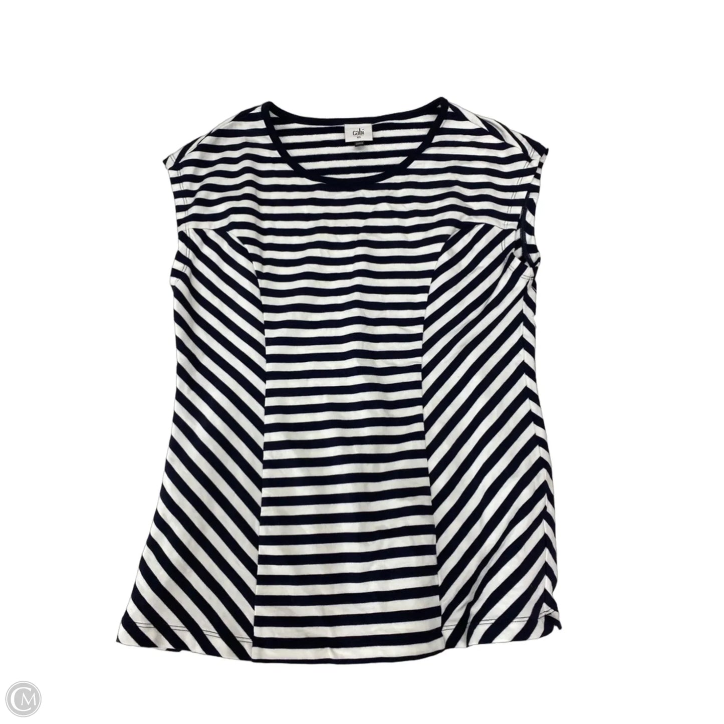 Top Short Sleeve By Cabi In Striped Pattern, Size: Xs