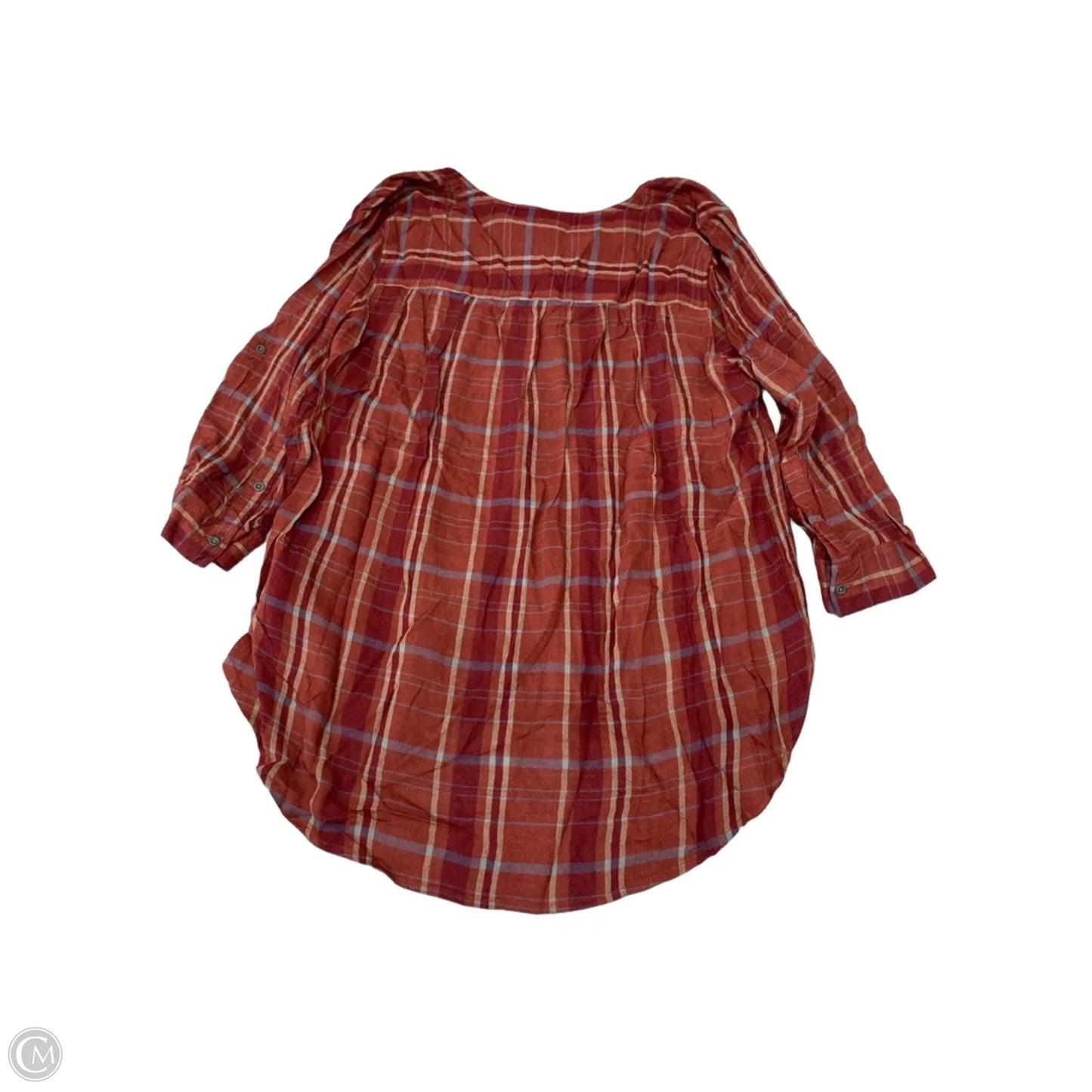 Top Long Sleeve By Nine West In Plaid Pattern, Size: Xl