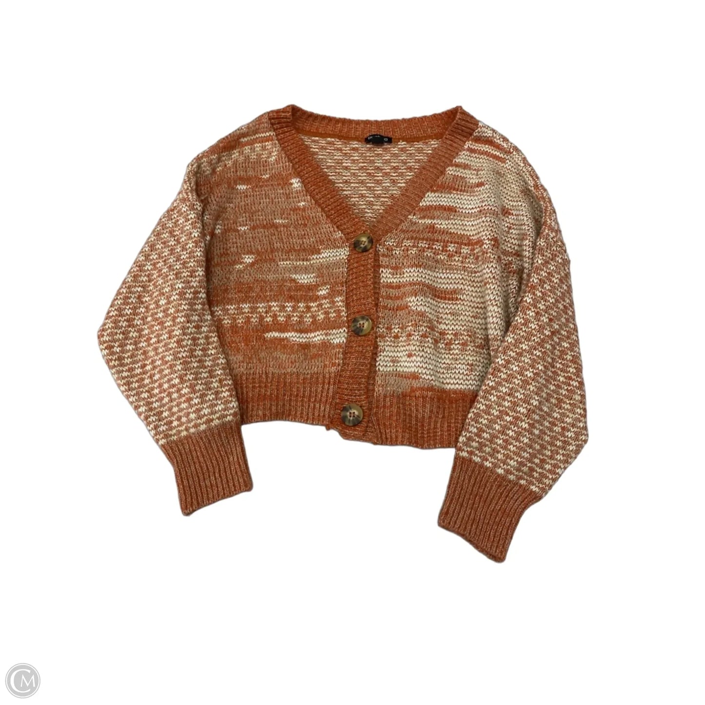 Sweater Cardigan By Boohoo Boutique In Orange & White, Size: M