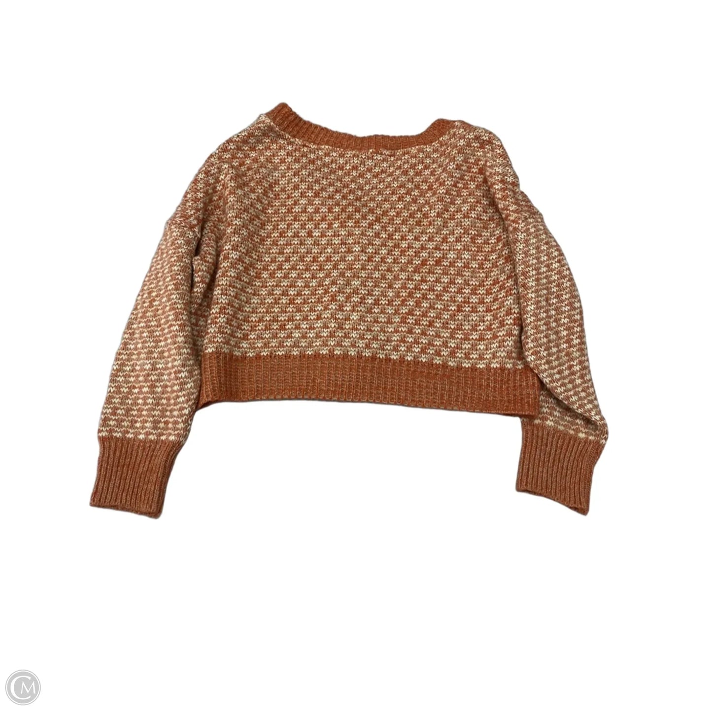 Sweater Cardigan By Boohoo Boutique In Orange & White, Size: M
