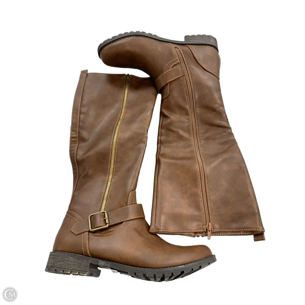 Boots Knee Flats By Justfab In Brown, Size: 9.5