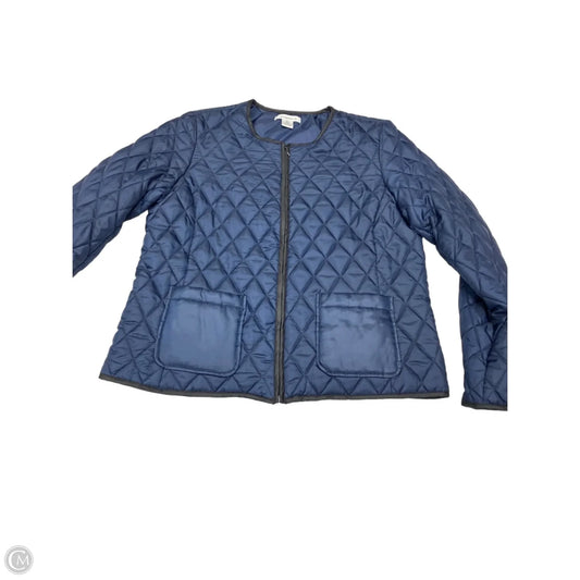 Jacket Puffer & Quilted By Liz Claiborne In Navy, Size: L