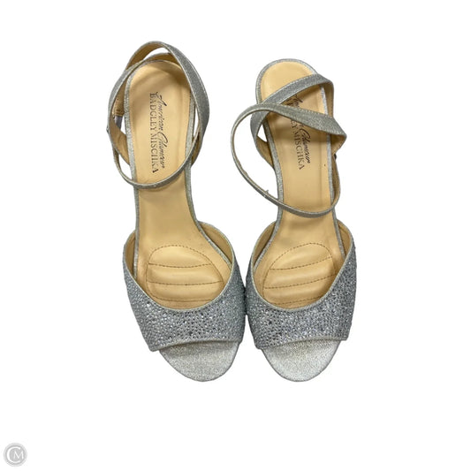Sandals Heels Stiletto By Badgley Mischka In Silver, Size: 8.5