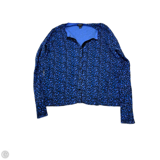 Cardigan By Ann Taylor In Black & Blue, Size: L