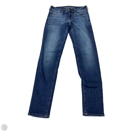 Jeans Skinny By American Eagle In Blue Denim, Size: 4