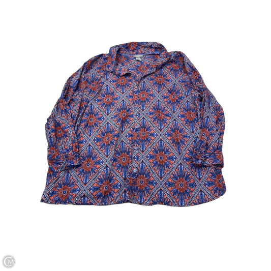 Top Long Sleeve By Catherines In Blue & Red, Size: 3x