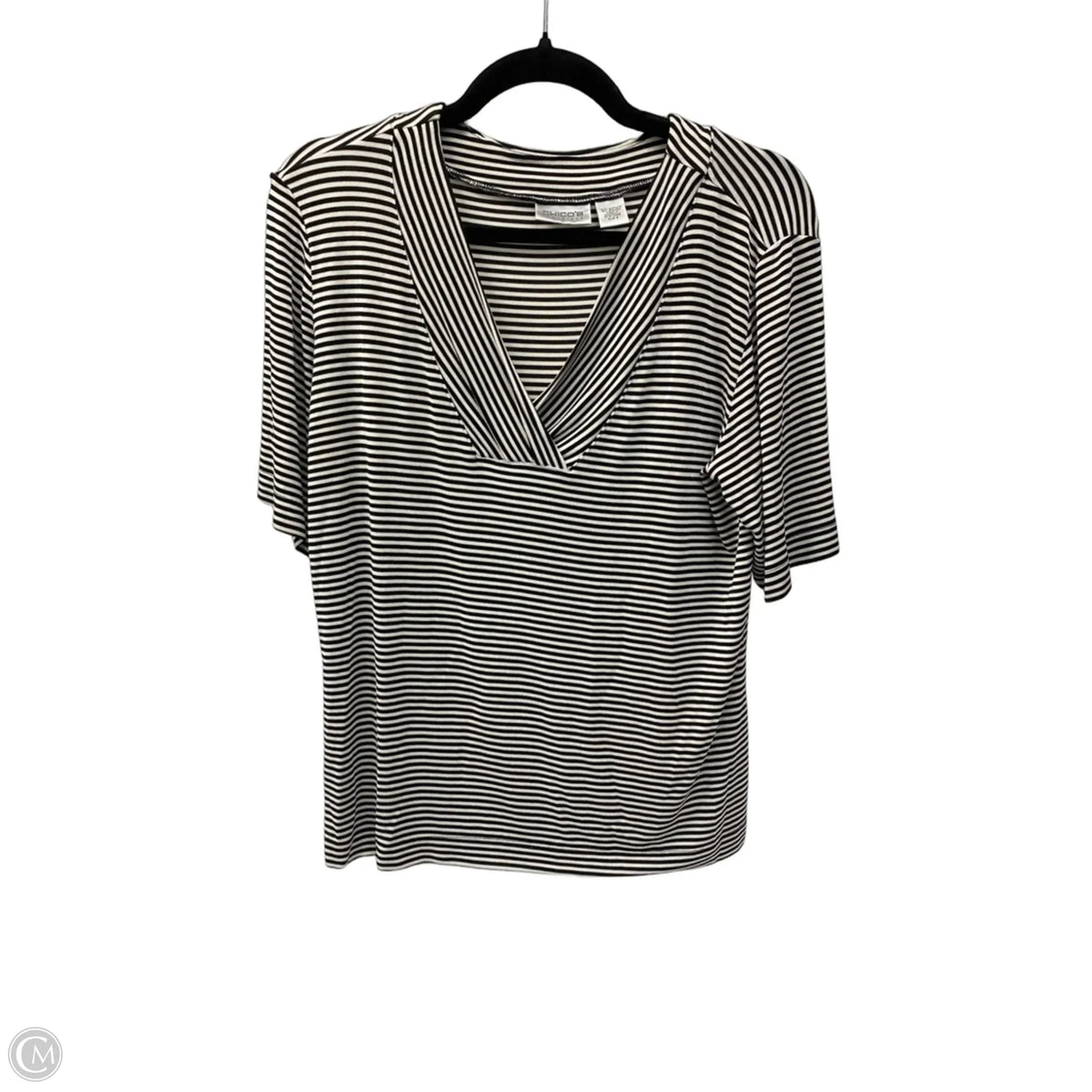Top Short Sleeve By Chicos In Striped Pattern, Size: L