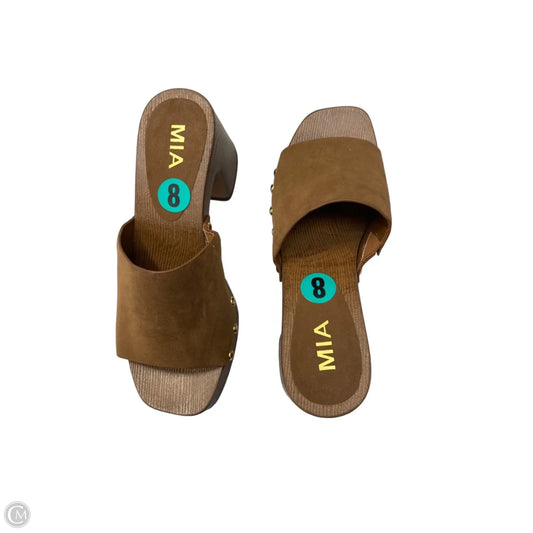Sandals Heels Block By Mia In Brown, Size: 8