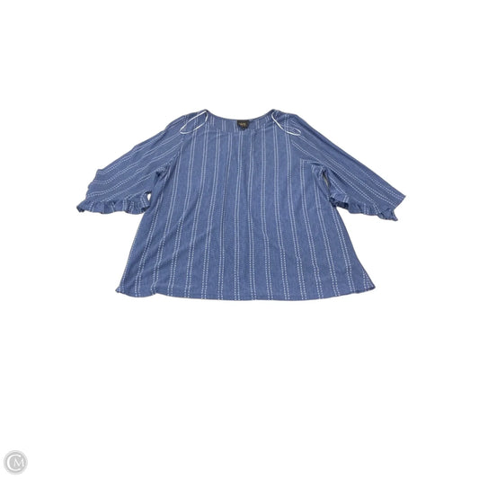 Top Long Sleeve By W5 In Blue & White, Size: 3x