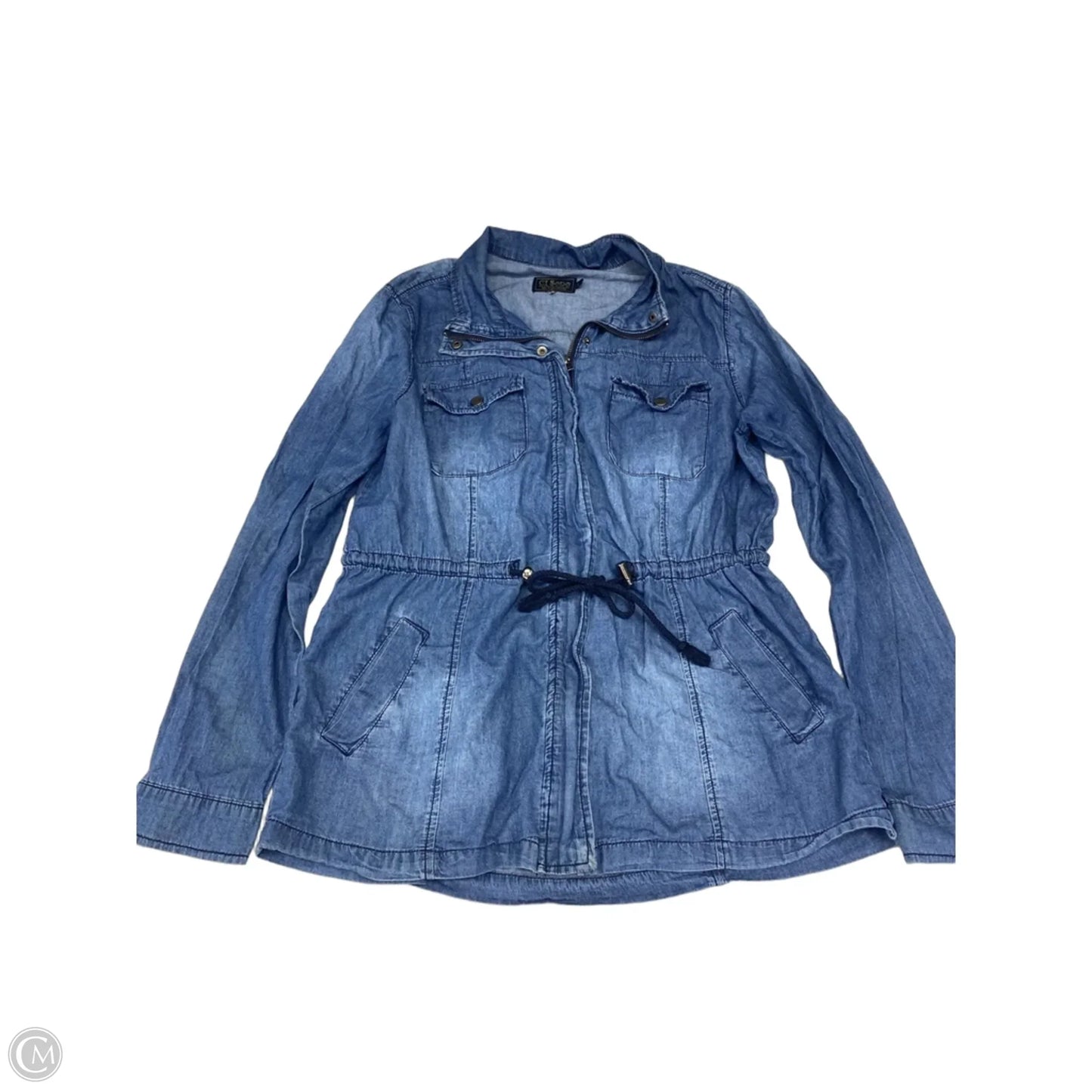 Jacket Shirt By Ci Sono In Blue Denim, Size: L