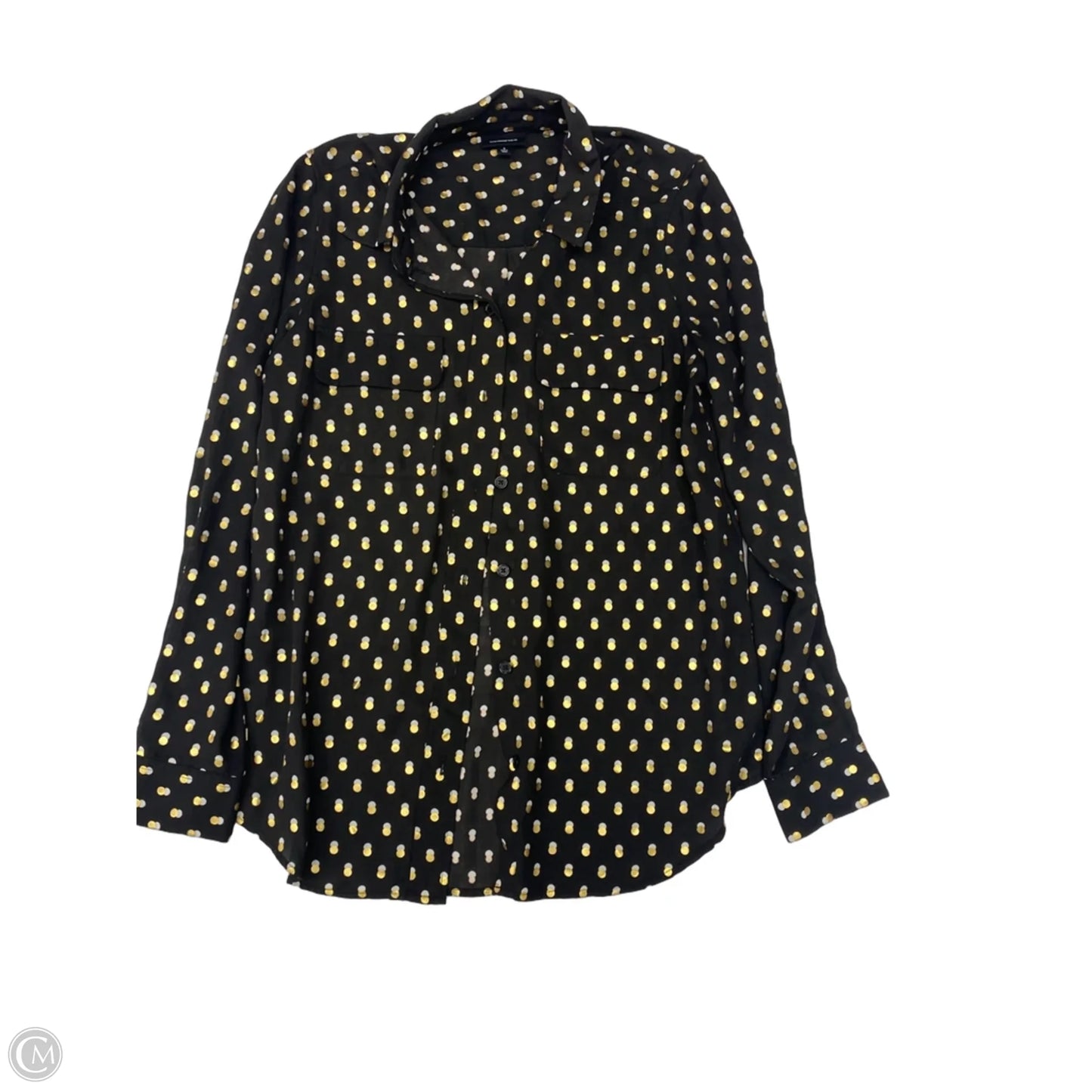 Blouse Long Sleeve By Who What Wear In Polkadot Pattern, Size: S