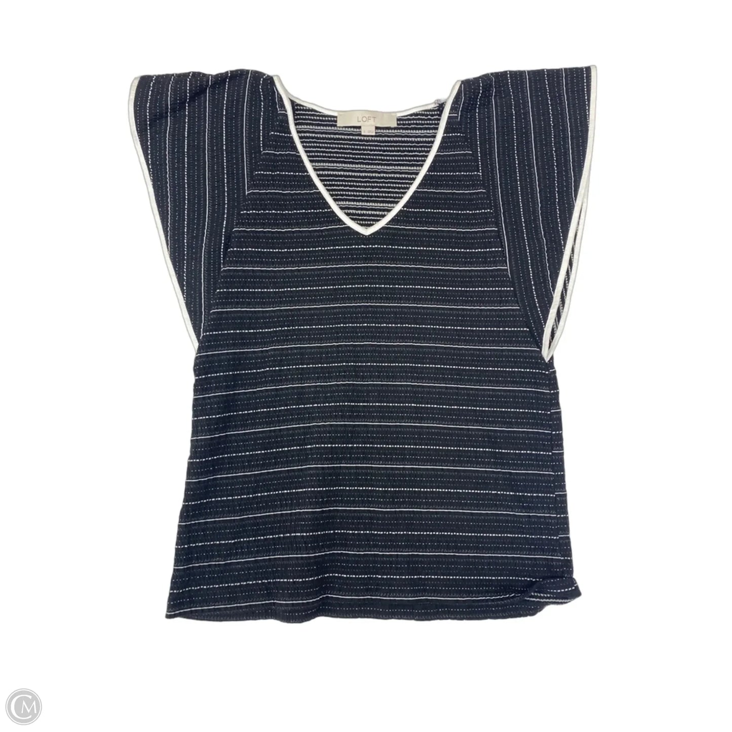 Top Short Sleeve By Loft In Black & White, Size: S