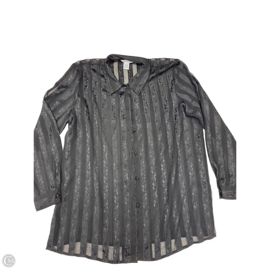 Blouse Long Sleeve By Clothes Mentor In Black, Size: L