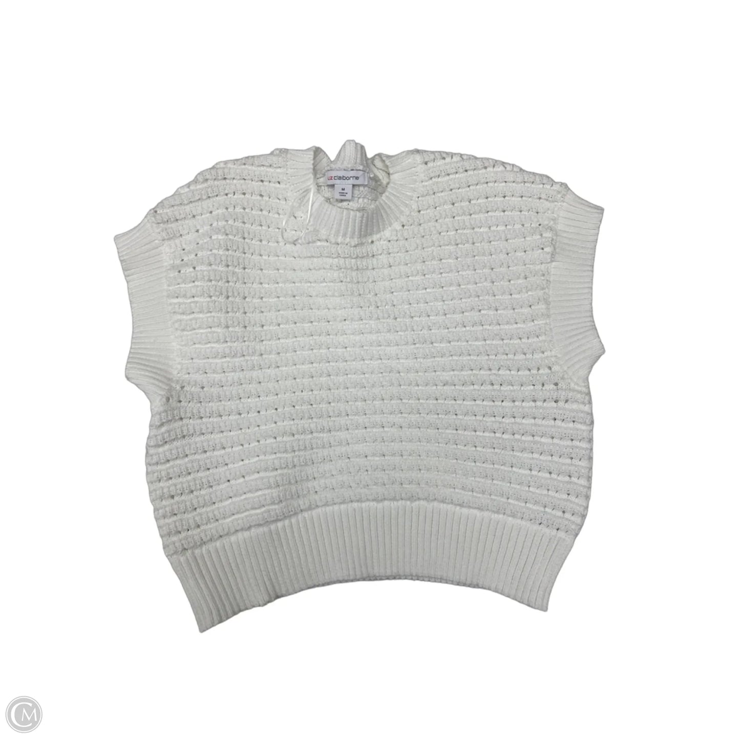 Sweater Short Sleeve By Liz Claiborne In White, Size: M