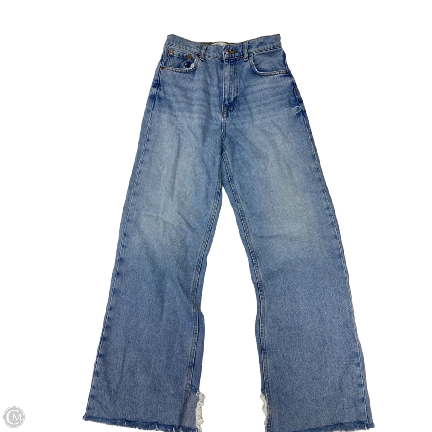 Jeans Wide Leg By Zara In Blue Denim, Size: 4