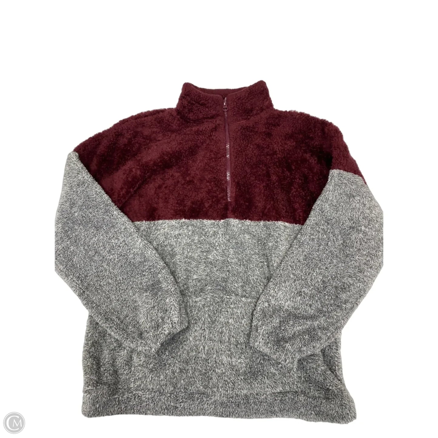 Jacket Faux Fur & Sherpa By Zenana Outfitters In Grey & Red, Size: 1x
