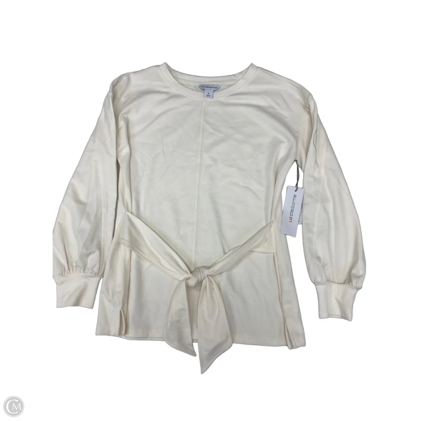 Top Long Sleeve By Liz Claiborne In Ivory, Size: M