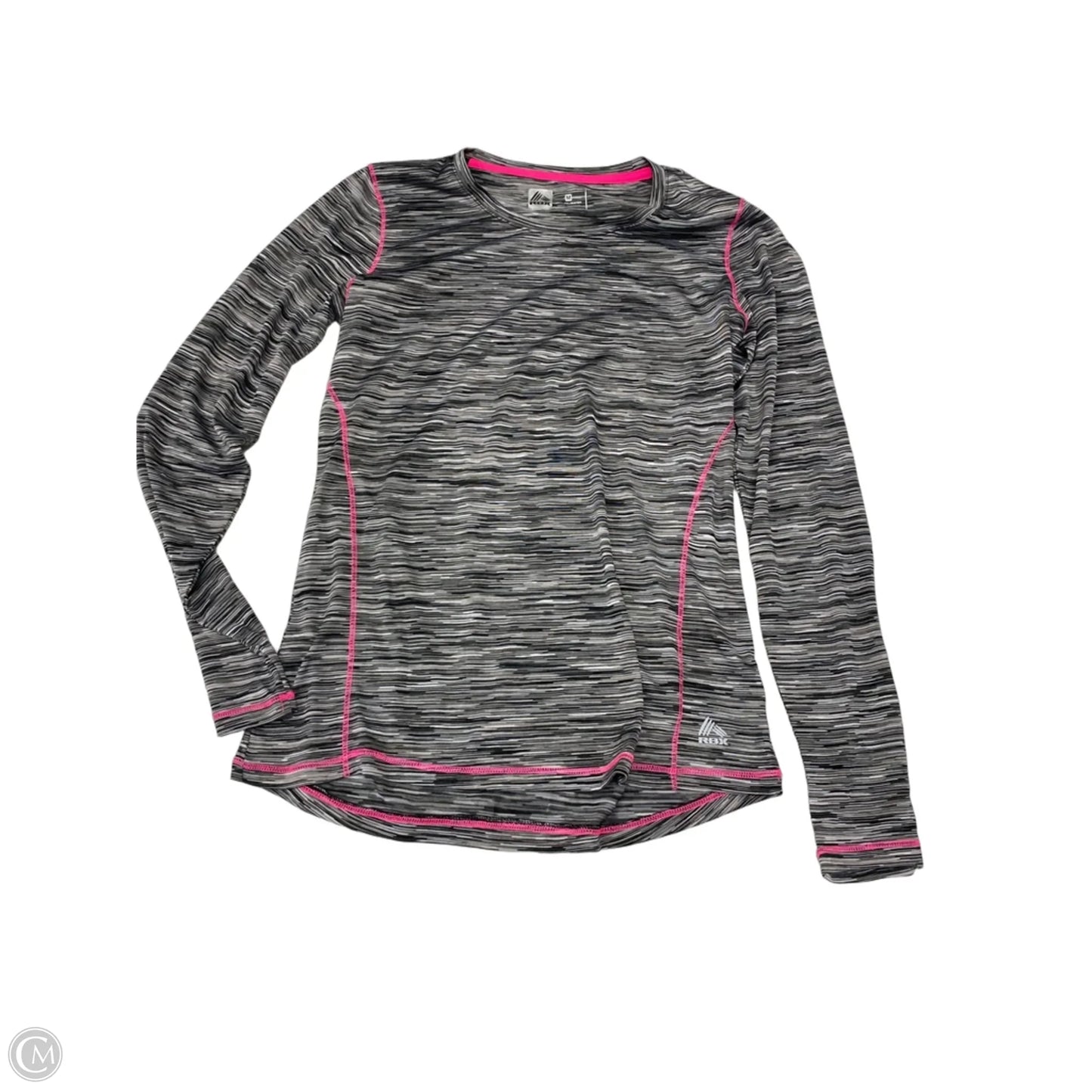 Athletic Top Long Sleeve Collar By Rbx In Grey, Size: M