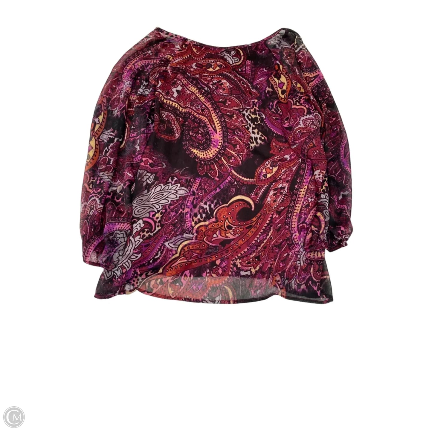 Blouse Long Sleeve By Roz And Ali In Paisley Print, Size: L