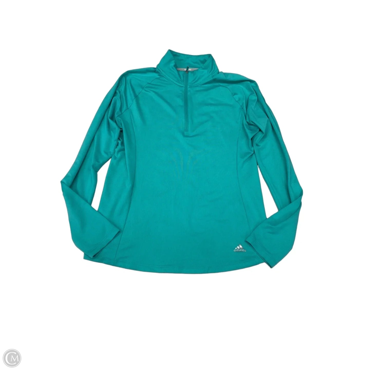 Athletic Top Long Sleeve Collar By Adidas In Aqua, Size: M