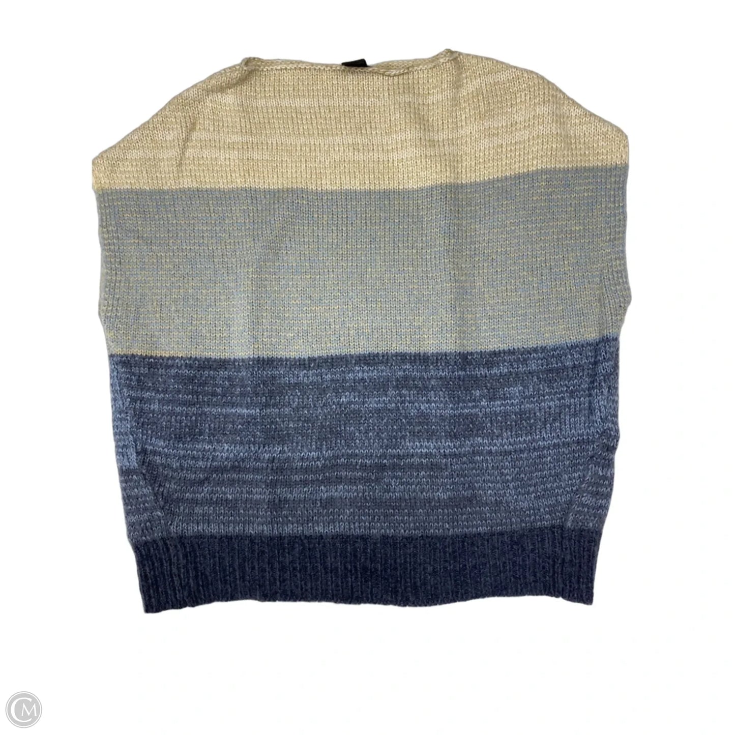 Sweater Short Sleeve By Ann Taylor In Blue & Cream, Size: L