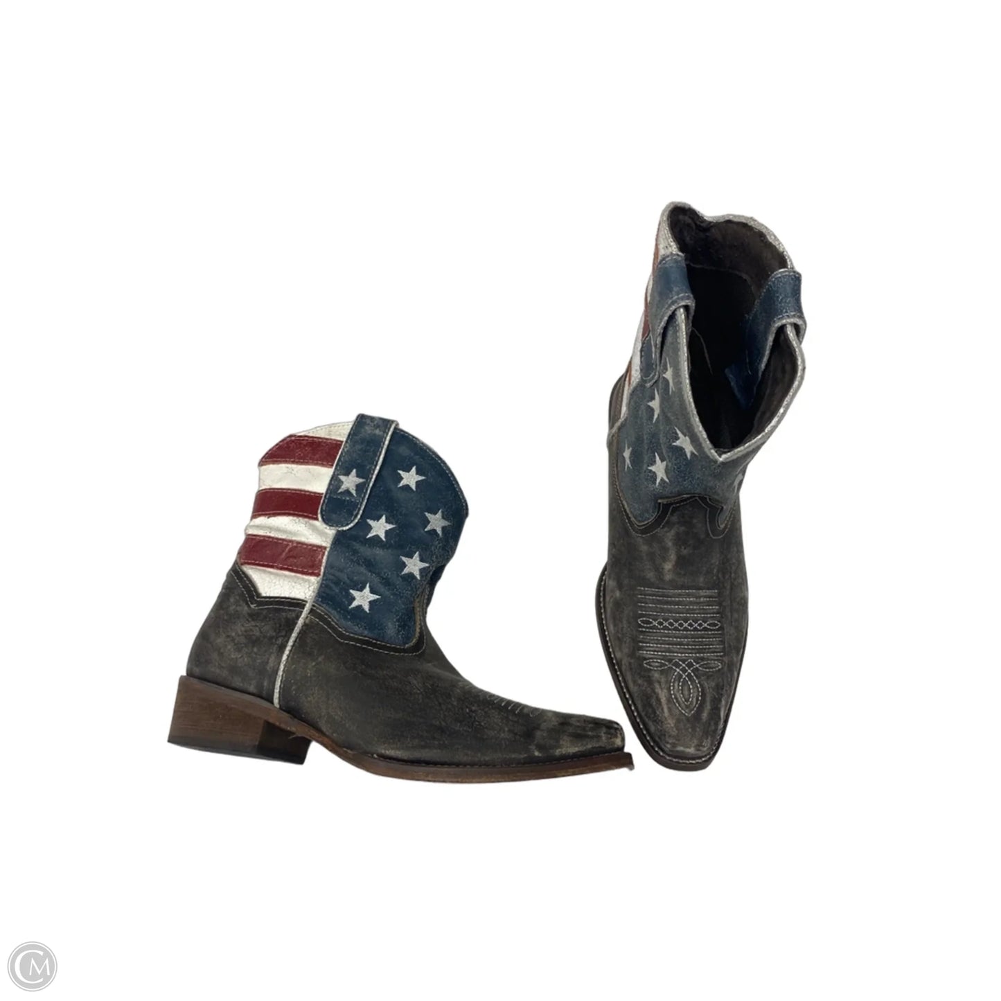 Boots Ankle Heels By Roper In Blue & Red & White, Size: 8.5