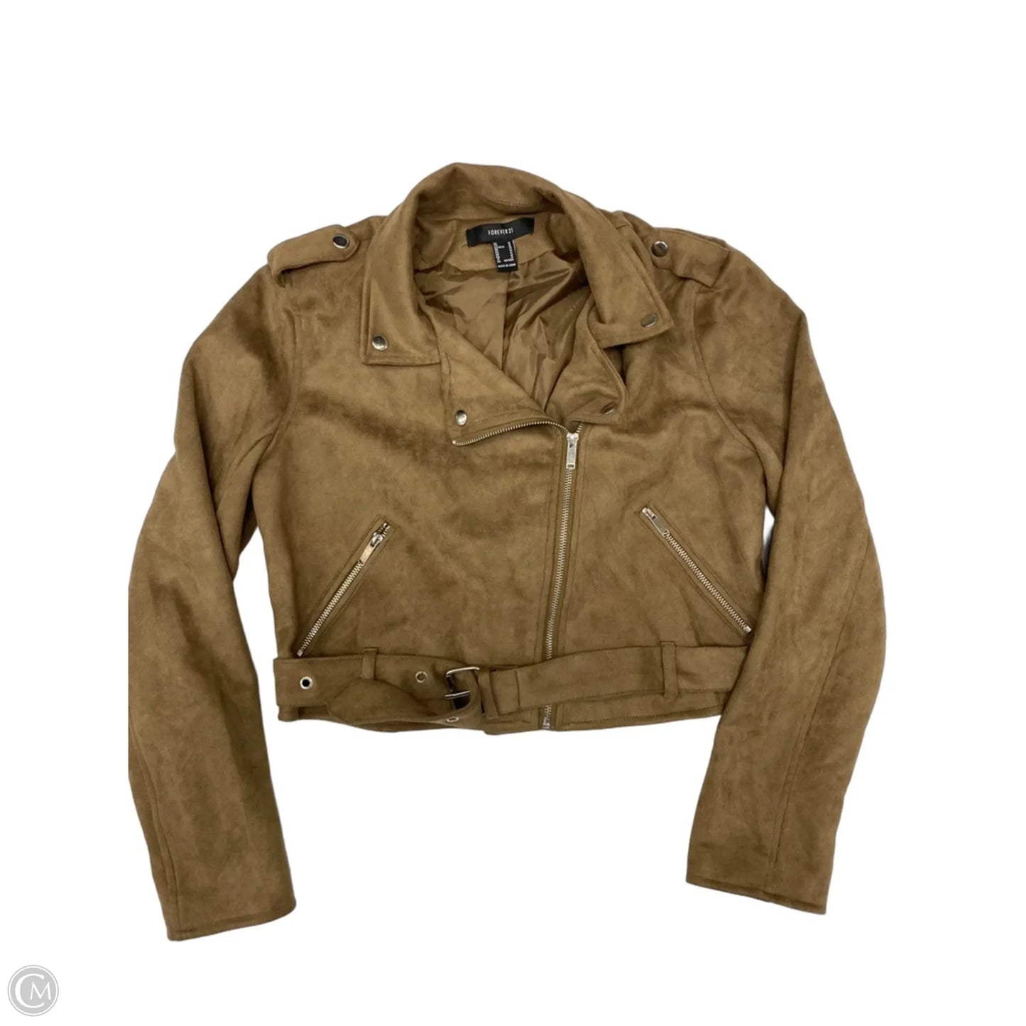 Jacket Moto By Forever 21 In Brown, Size: M