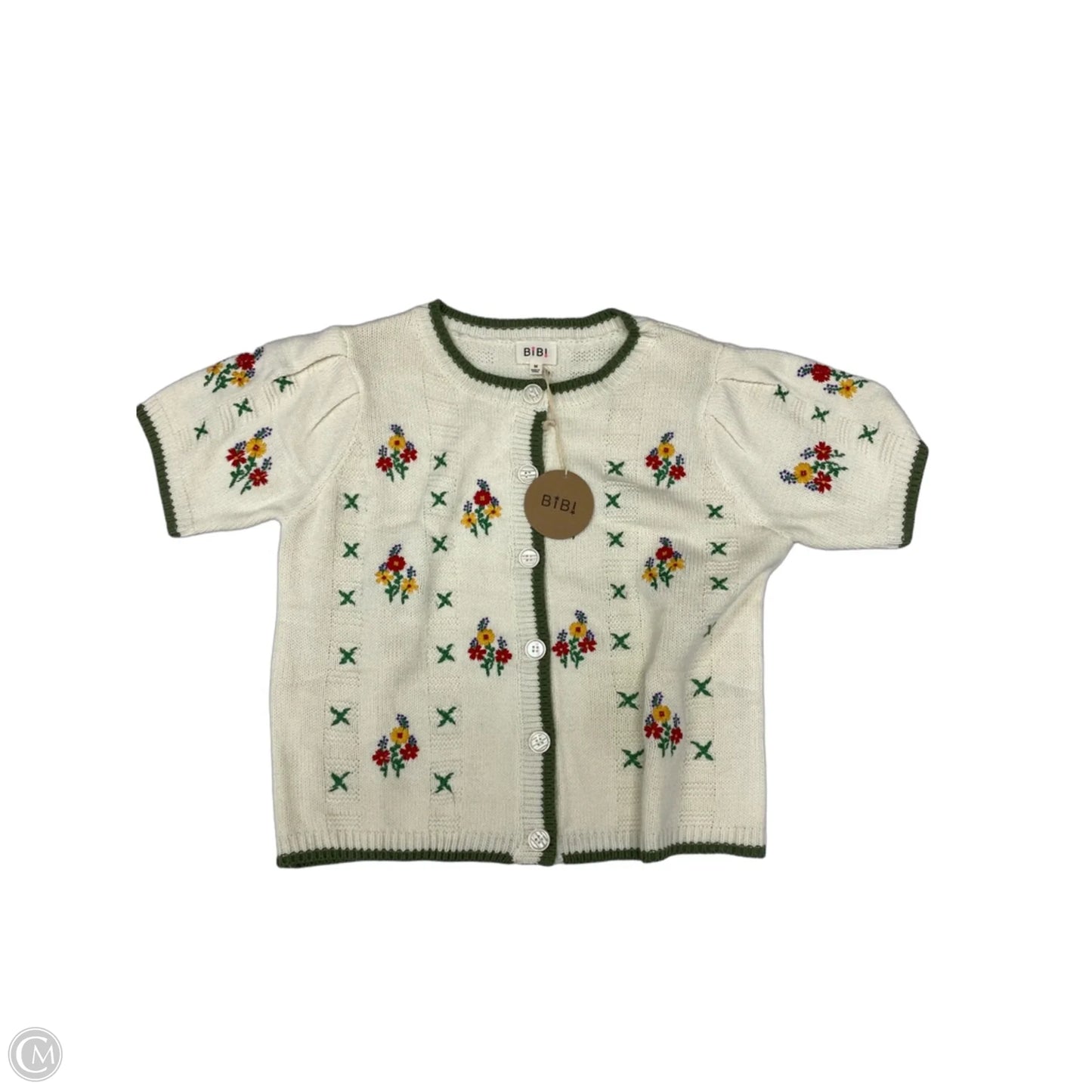 Sweater Short Sleeve By Bibi In Cream, Size: M