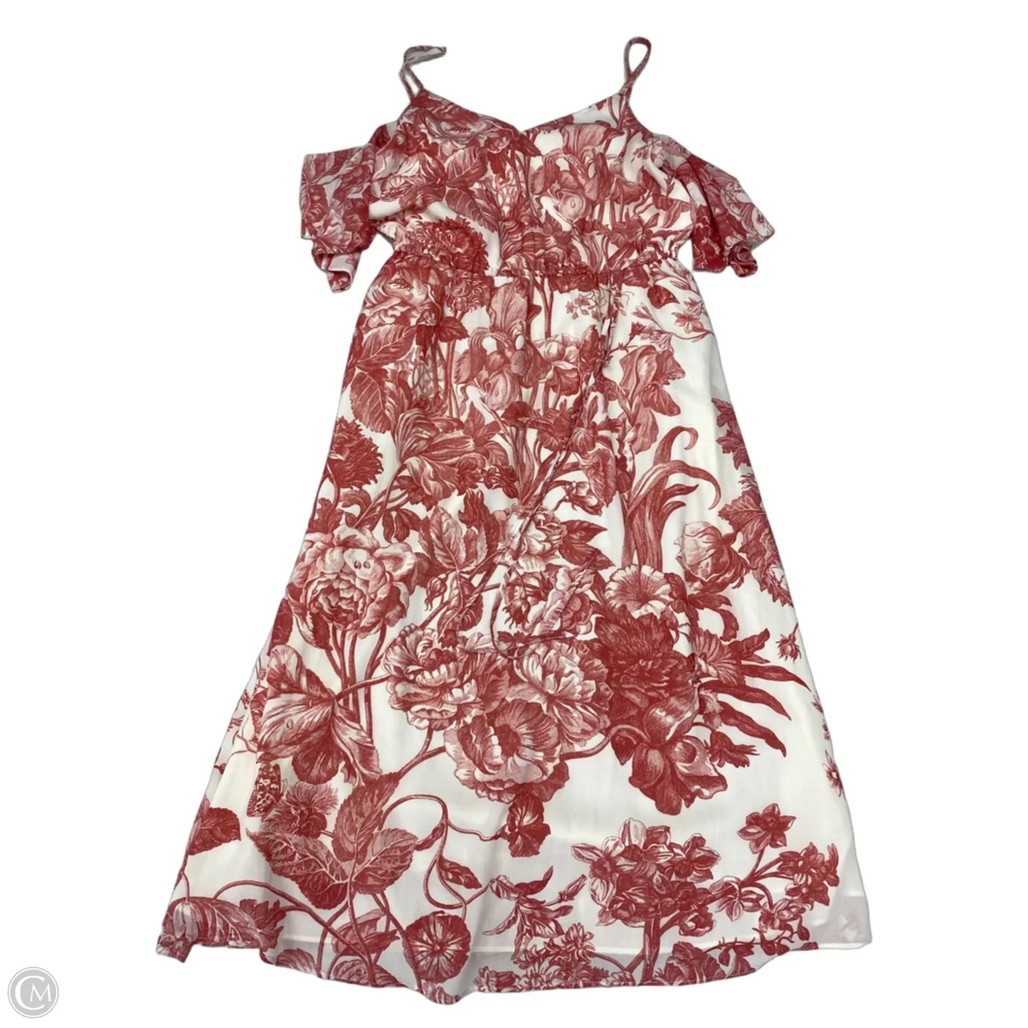 Dress Casual Midi By Loft In Pink & White, Size: Xs