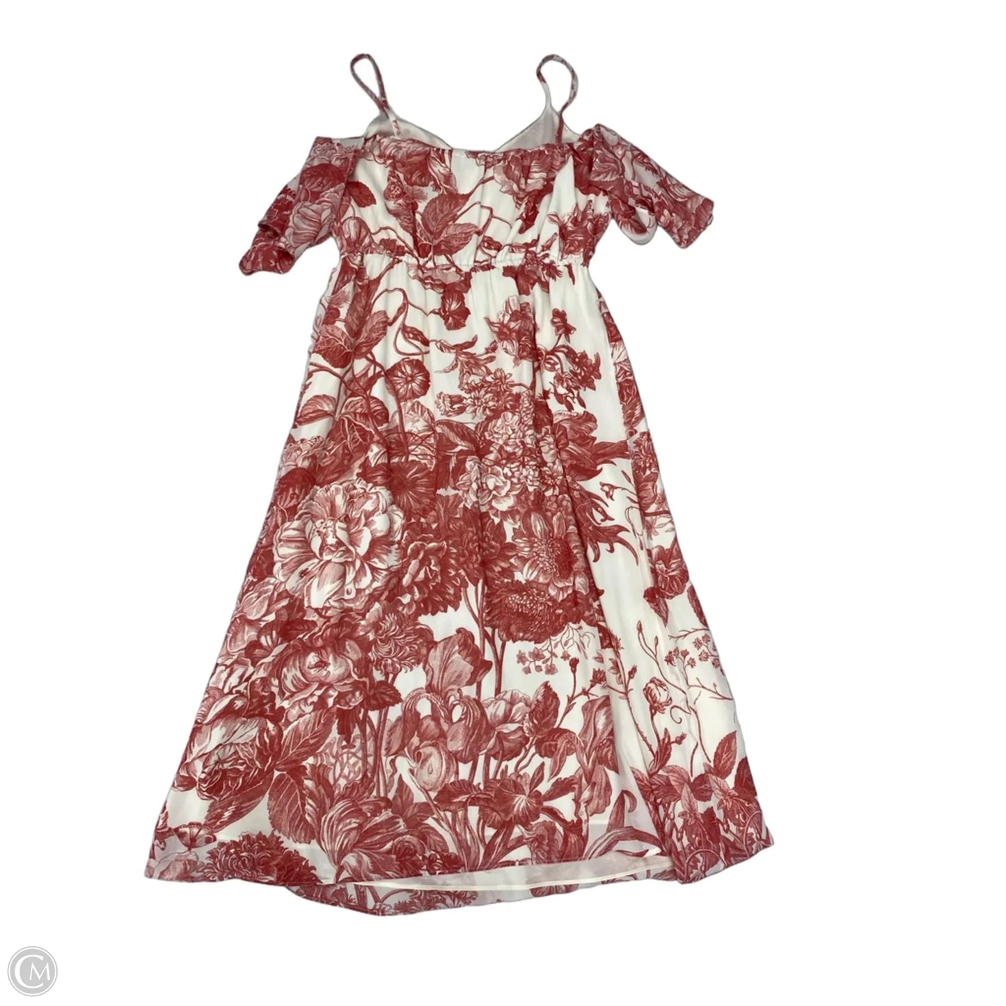 Dress Casual Midi By Loft In Pink & White, Size: Xs